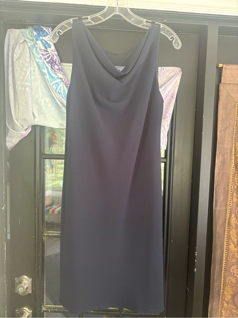 Lord & Taylor Navy Sleeveless Cowl Neck Midi Dress